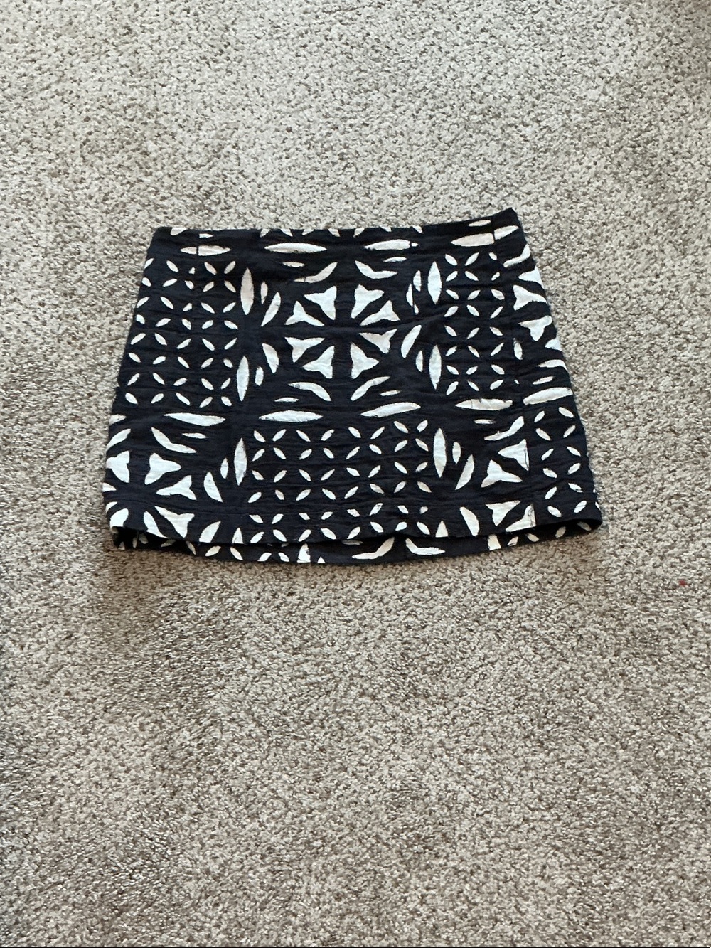 Black and White Patterned Mini Skirt